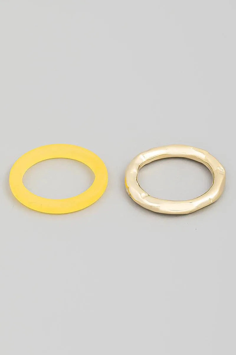 Vintage Style Metallic Acrylic Resin Ring Set