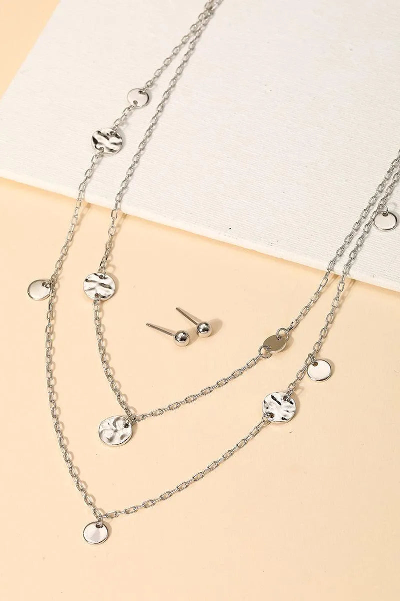 Layered Chain Coin Station Necklace Ball Jewelry Sets