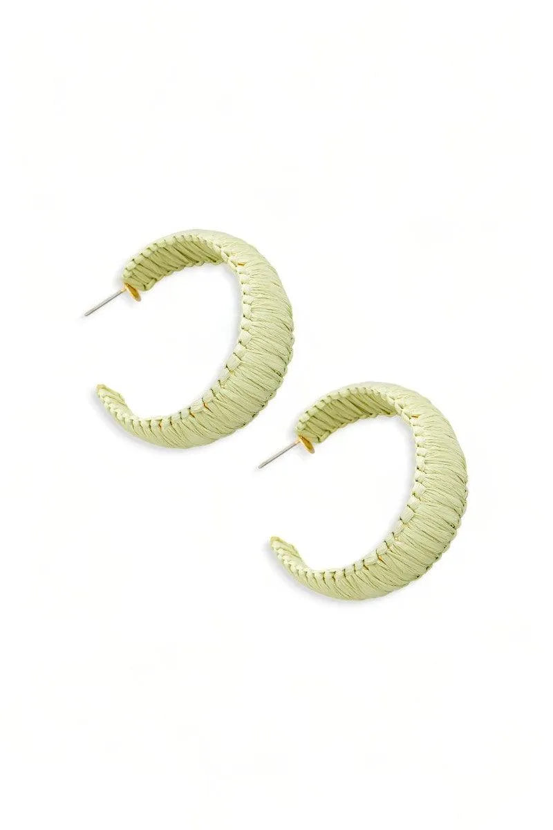 Bohemian Western Raffia Wrapped Hoop Earrings