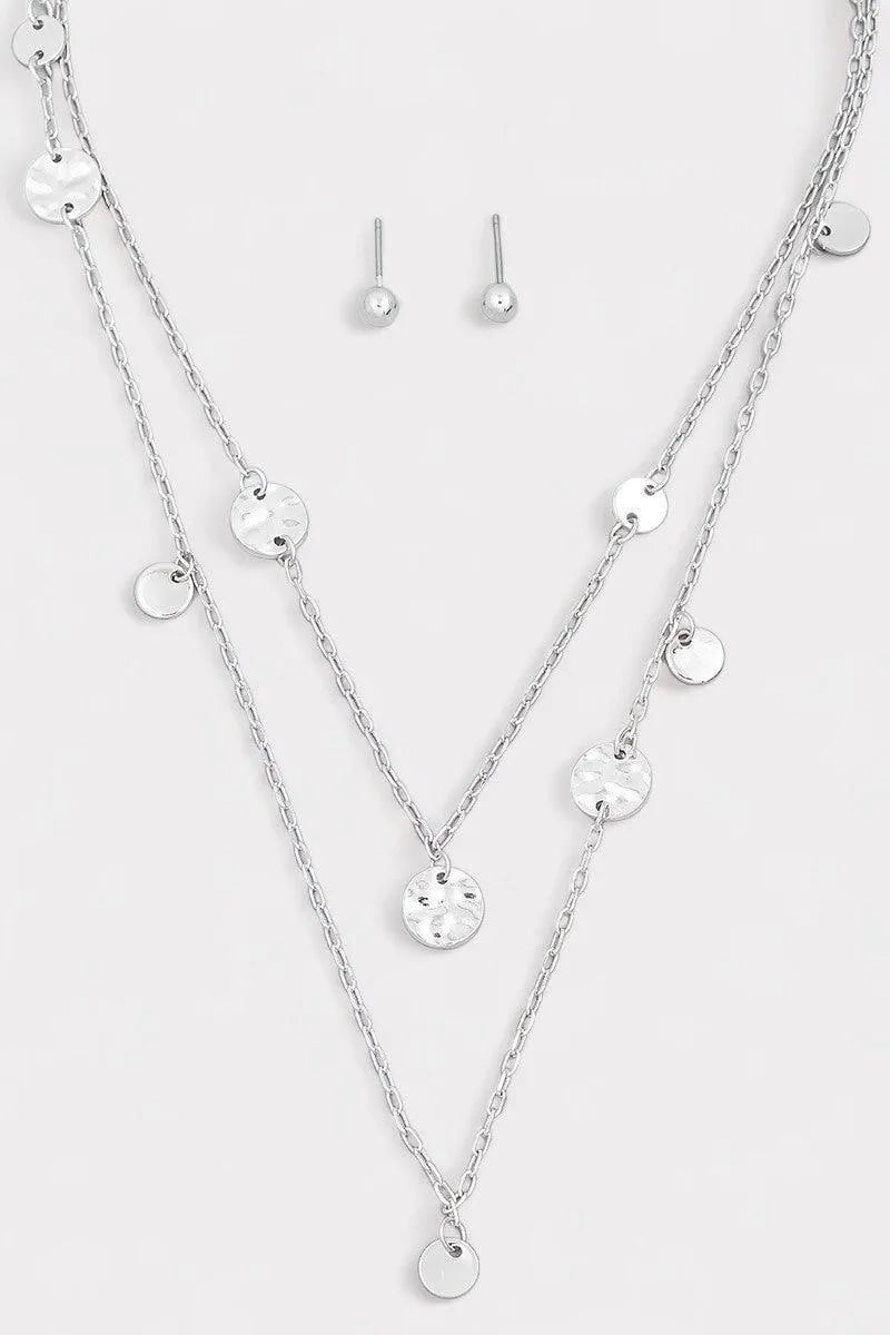 Layered Chain Coin Station Necklace Ball Jewelry Sets