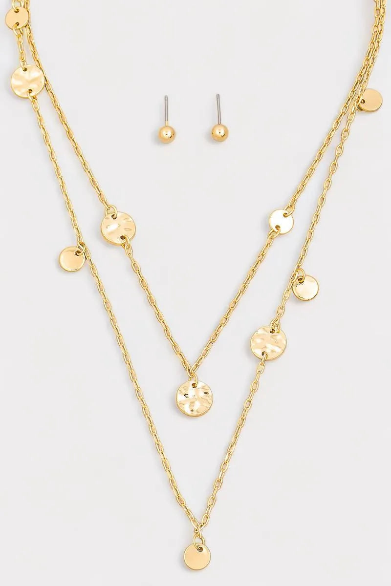 Layered Chain Coin Station Necklace Ball Jewelry Sets