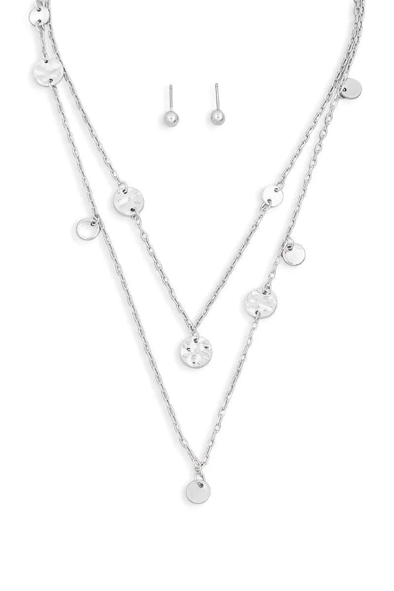 Layered Chain Coin Station Necklace Ball Jewelry Sets