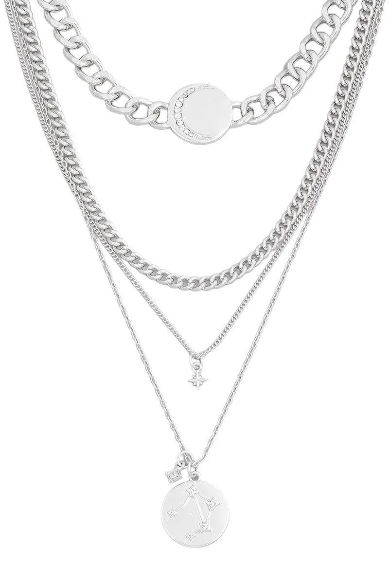 Layered Star Moon Pendant Choker Necklace
