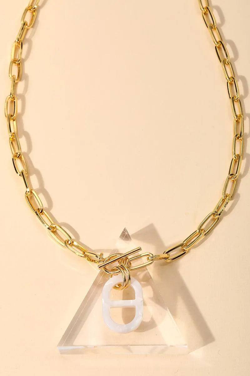 Toggle Chain Oval Clasp Necklace