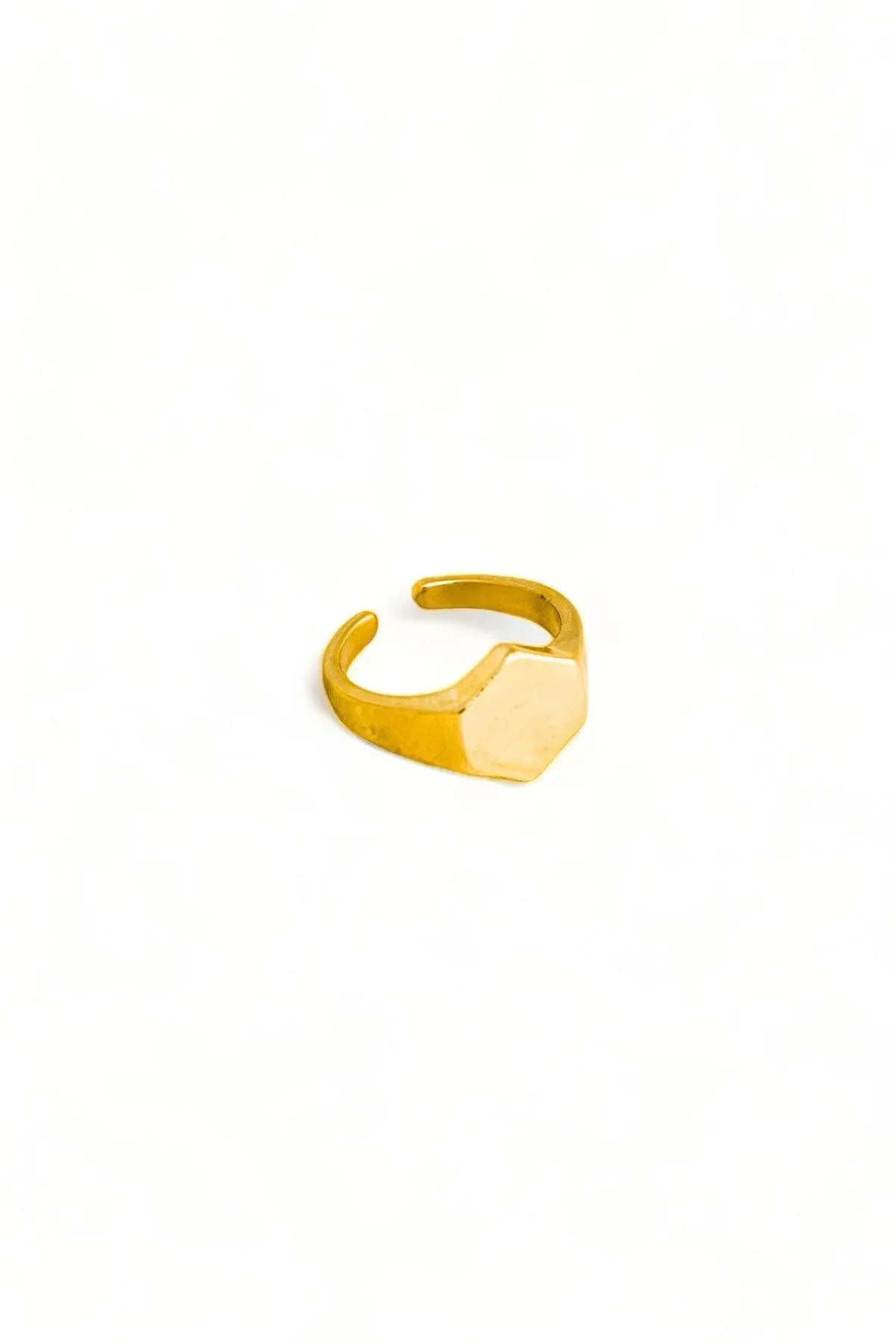 Metallic Hexagon Signet Fashion Ring