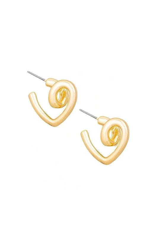 Mini Open Twisted Heart Loop Stud Earrings