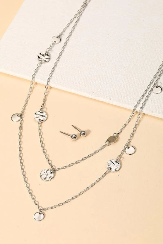 Layered Chain Coin Station Necklace Ball Jewelry Sets