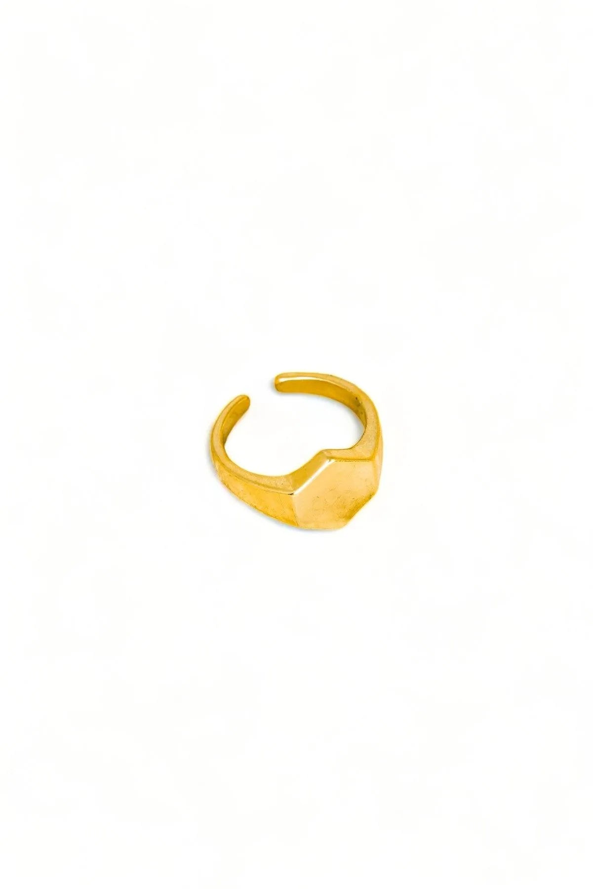 Metallic Hexagon Signet Fashion Ring