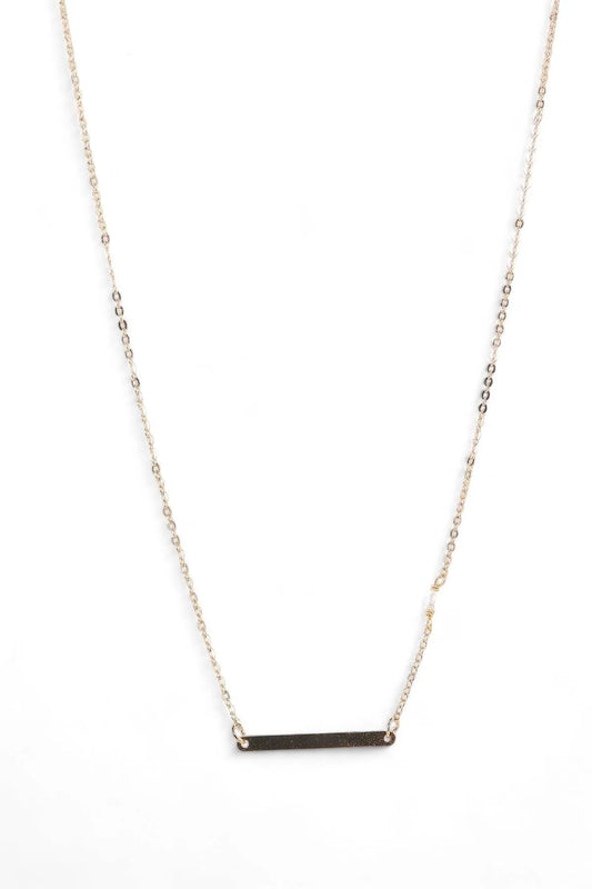 Gold Name Tag Single Tiny Pearl Chain Necklace